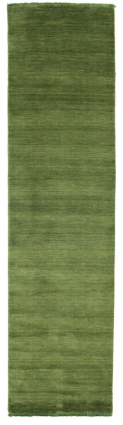  Handloom Fringes - Vert Tapis 80X300 Moderne Tapis De Couloir Blanc/Crème (Laine, Inde)