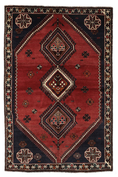 160X240 Tapis D'orient Shiraz Noir/Rouge Foncé (Laine, Perse/Iran)