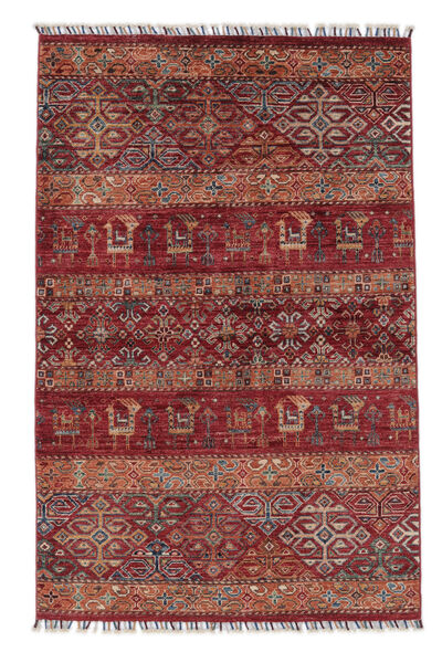102X151 Tapis Shabargan Moderne Rouge Foncé/Marron (Laine, Afghanistan)