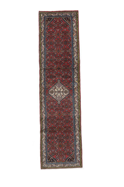 Tapis Hamadan 80X305 De Couloir Noir/Rouge Foncé (Laine, Perse/Iran)