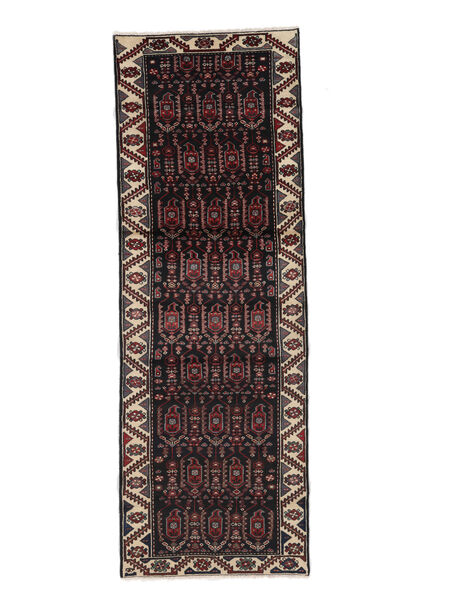 104X305 Tapis Hamadan Tapis D'orient Tapis De Couloir Noir/Rouge Foncé (Laine, Perse/Iran)