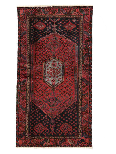 Tapis Hamadan 103X191 Noir/Rouge Foncé (Laine, Perse/Iran)