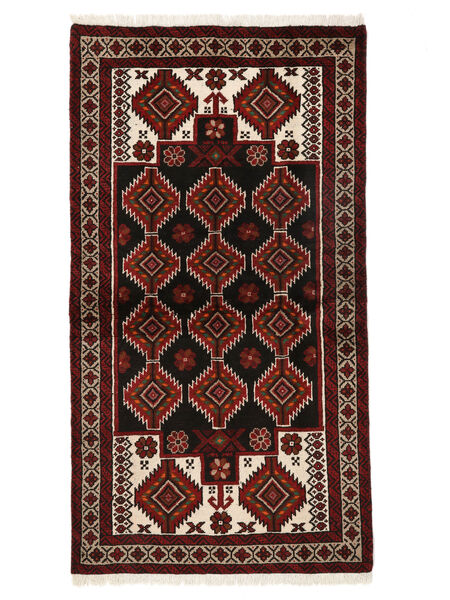 Tapis D'orient Baloutche 102X187 Noir/Rouge Foncé (Laine, Perse/Iran)