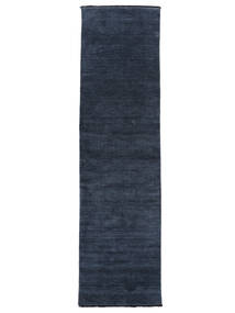  Handloom Fringes - Bleu Foncé Tapis 80X300 Moderne Tapis De Couloir Blanc/Crème/Noir (Laine, Inde)