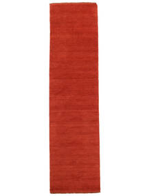  Handloom Fringes - Rouille/Rouge Tapis 80X300 Moderne Tapis De Couloir Blanc/Crème/Rouge Foncé (Laine, Inde)