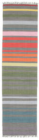  Rainbow Stripe - Gris Tapis 80X300 Moderne Tissé À La Main Tapis De Couloir Gris Foncé/Gris Clair (Coton, Inde)