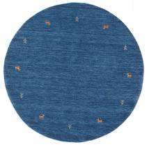  Gabbeh Loom Two Lines - Bleu Tapis Ø 150 Moderne Rond Bleu Foncé/Bleu (Laine, Inde)