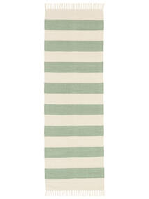  Cotton Stripe - Mint Tapis 80X250 Moderne Tissé À La Main Tapis Couloir Vert Olive/Gris Clair (Coton, Inde)