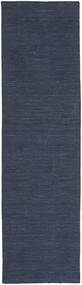  Kilim Loom - Denim Bleu Tapis 80X300 Moderne Tissé À La Main Tapis De Couloir Bleu Foncé/Bleu (Laine, Inde)