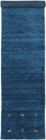  Gabbeh Loom Two Lines - Bleu Foncé Tapis 80X450 Moderne Tapis De Couloir Bleu Foncé/Bleu (Laine, Inde)