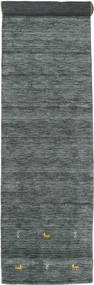  Gabbeh Loom Two Lines - Gris Foncé/Vert Tapis 80X450 Moderne Tapis Couloir Vert Foncé/Gris Clair (Laine, Inde)