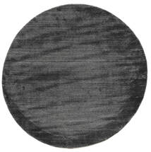  Bambou Soie Loom - Charcoal Tapis Ø 150 Moderne Rond Noir/Blanc/Crème ( Inde)