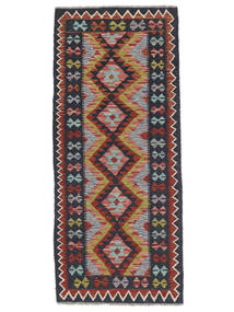 Tissé À La Main Kilim Afghan Old Style Tapis 78X185 Tapis De Laine Noir/Rouge Foncé Petit Tapis 