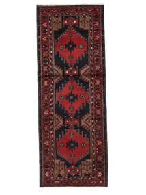 108X289 Tapis Hamadan Tapis D'orient Tapis De Couloir Noir/Rouge Foncé (Laine, Perse/Iran)