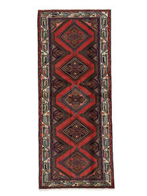 75X186 Tapis D'orient Hamadan De Couloir Noir/Rouge Foncé (Laine, Perse/Iran)
