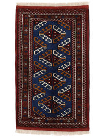 Tapis Persan Turkaman Tapis 60X98 Noir/Rouge Foncé (Laine, Perse/Iran)